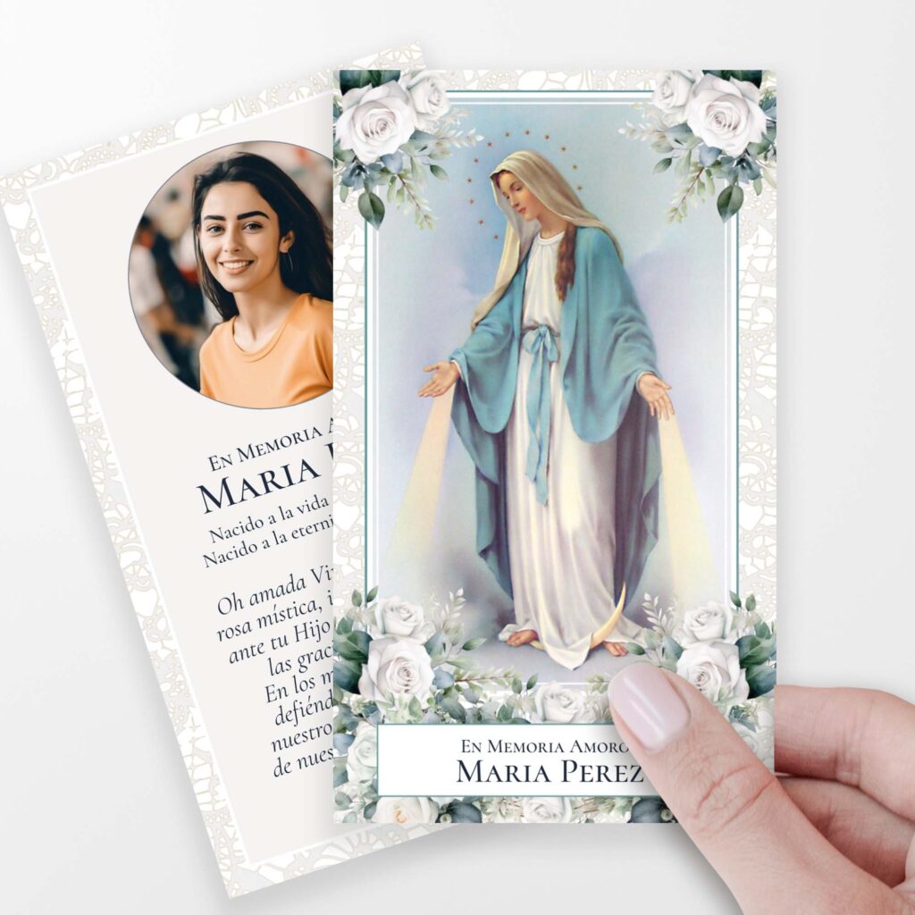 Radiant Maria Funeral Cards Spanish