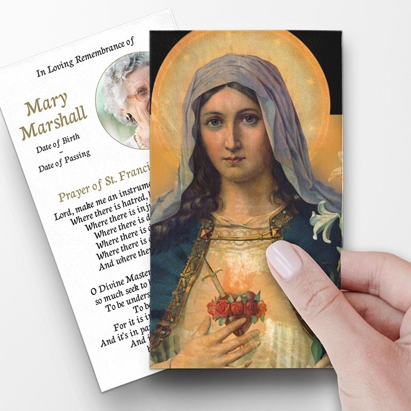 Antique Immaculate Heart Mary Prayer Card Template 1