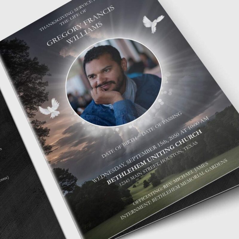 Night Sky Funeral Program Template