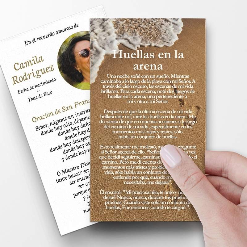 Footprints In The Sand Spanish Prayer Card Template 1