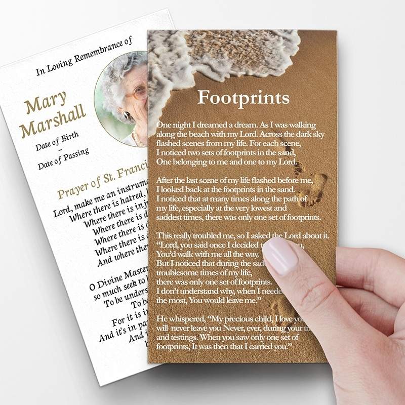 Footprints in the Sand Prayer Card Template 1