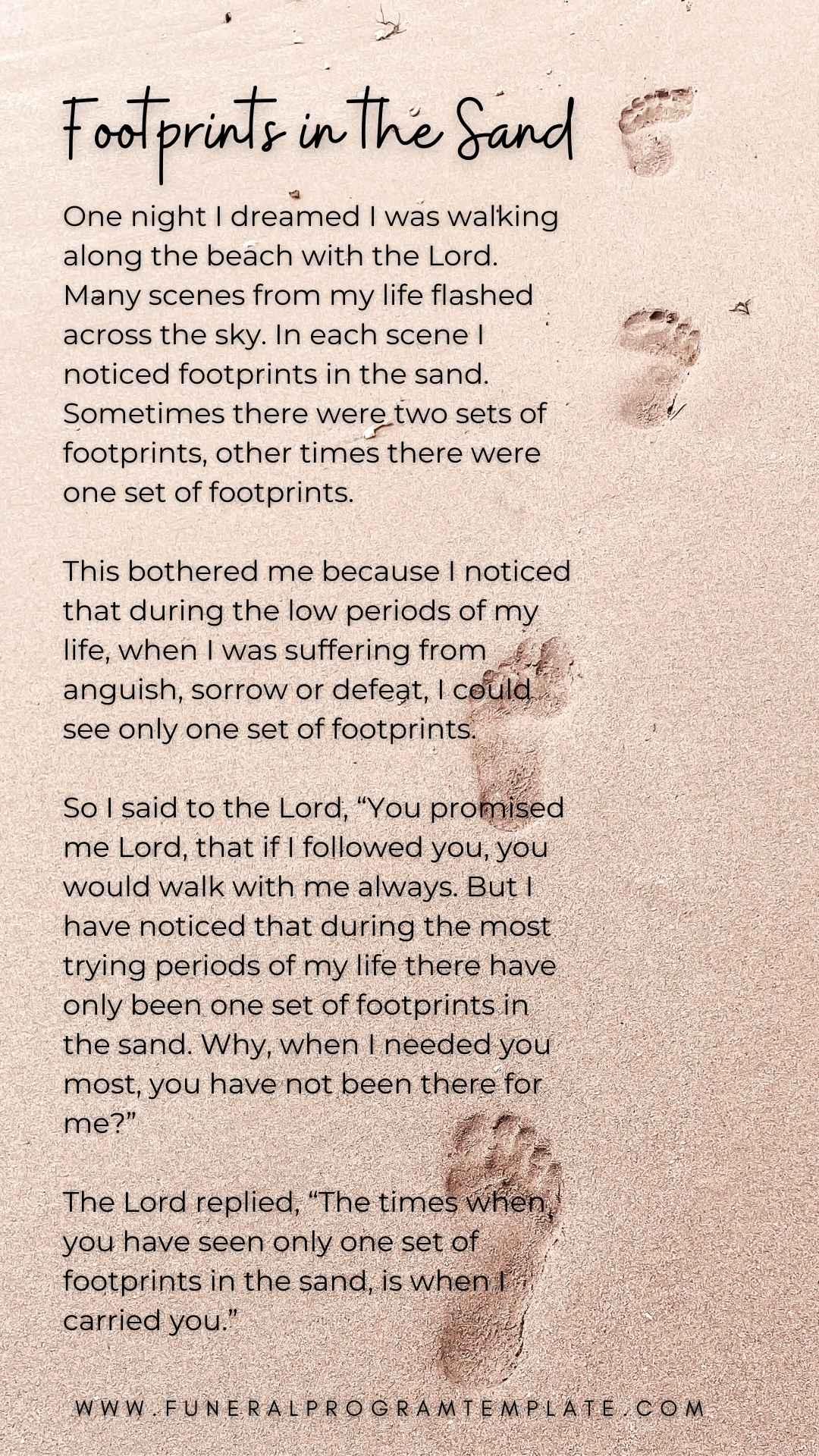 Funeral Poems - Footprints In The Sand