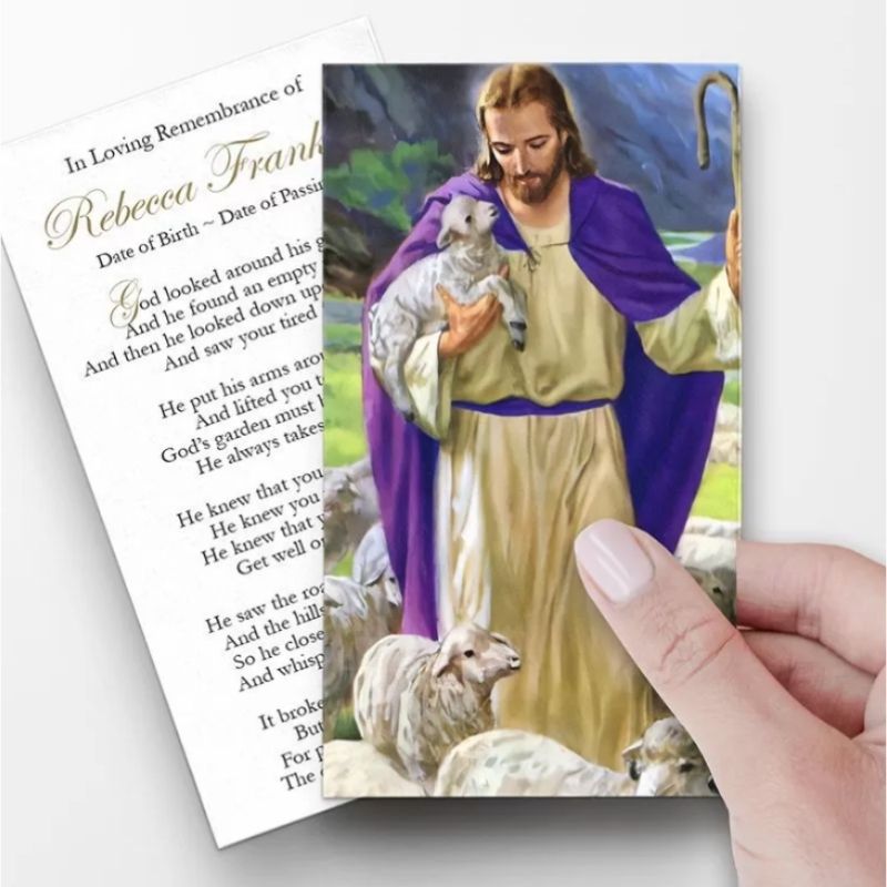 Good Shepherd and His Sheep Prayer Cards Template