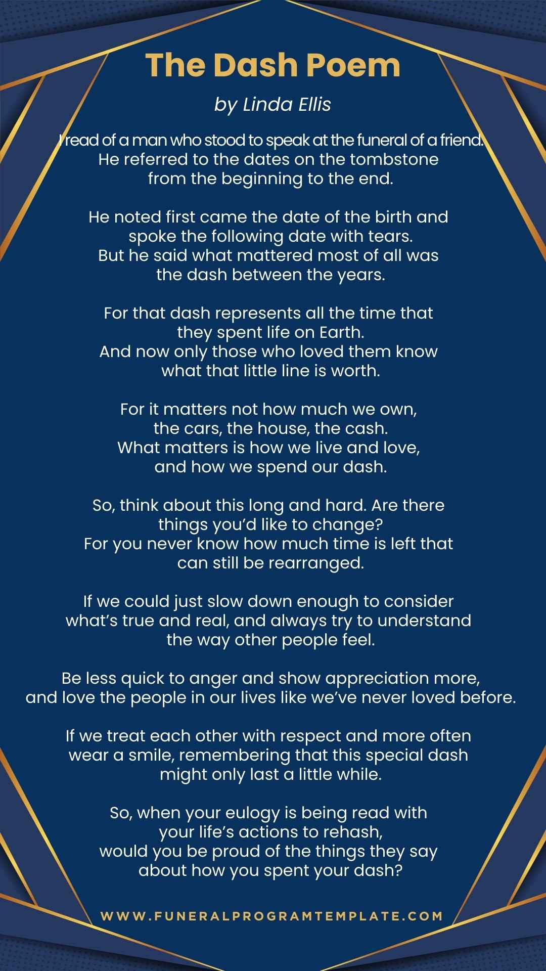 Funeral Poems - The Dash Poem