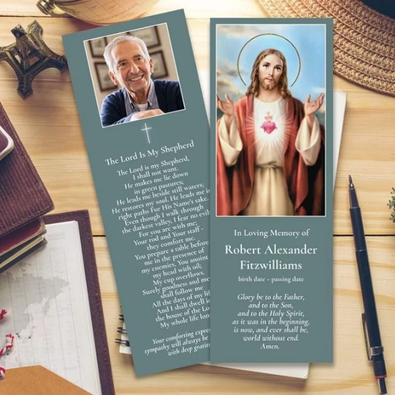 Sacred Heart Jesus 3 Memorial Bookmarks