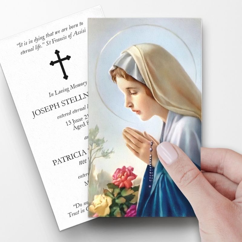 Vierge Au Chaplet Prayer Card Template 1