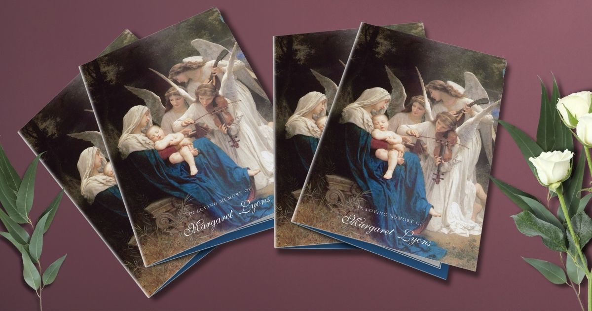 Virgin Mary Song of Angels Funeral Program Template