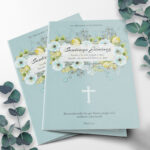 Moonlight Blue Spanish Folding Funeral Program Template