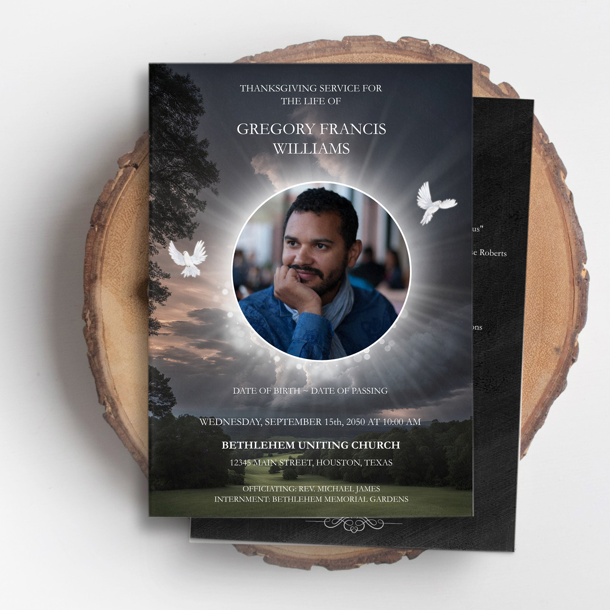 Night Sky 5x7 Funeral Program Template